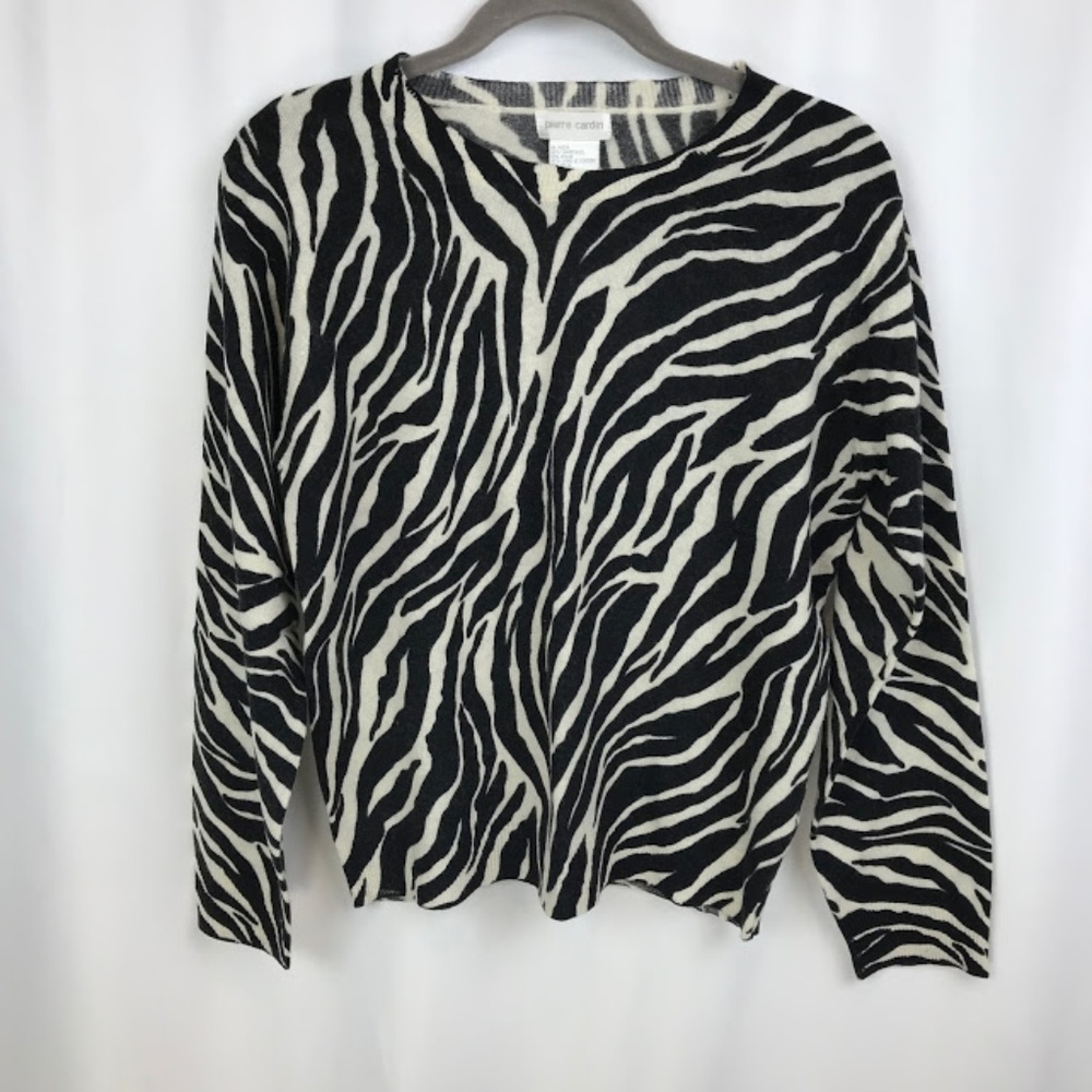 Pierre Cardin Black & White Zebra Print Sweater M